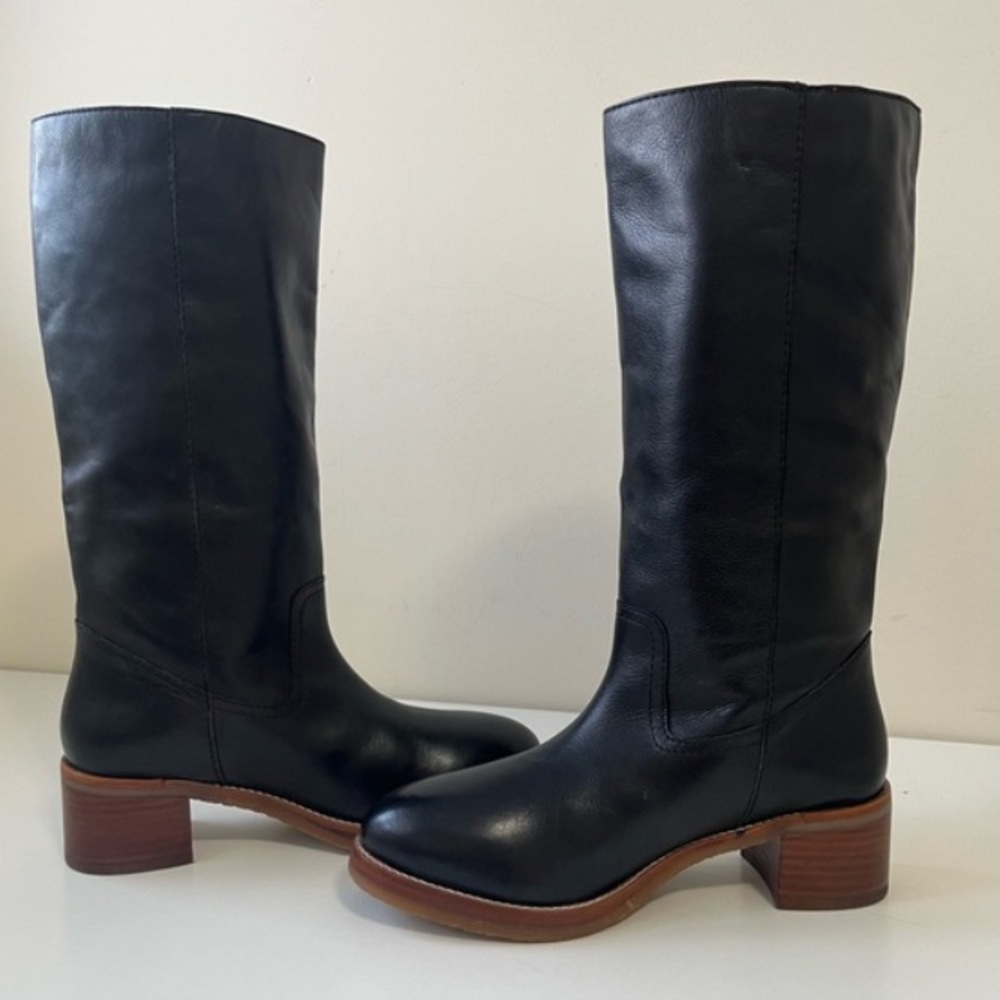 Frye Camryn Tall pull on boots black leather aize US 9M - Picture 6 of 15
